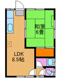 中区そよ風B棟【1階】の間取り