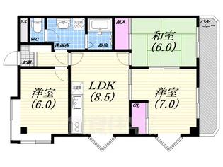 グリーンライフ北夙川【3階】の間取り