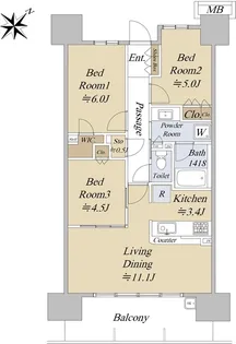 シティテラス大宮宮原【3階】の間取り