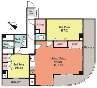 レジオン弦巻【1階】の間取り