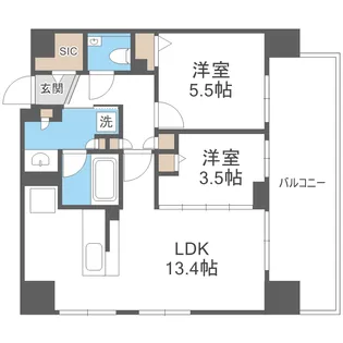 レーベン環状通東 THE RESIDENCE 1101号室【11階】の間取り