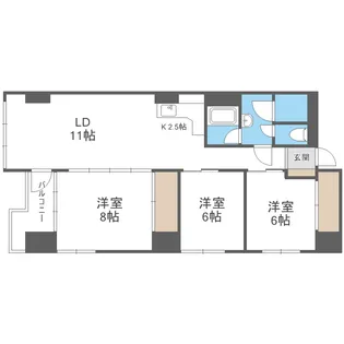 ライオンズマンション真駒内【8階】の間取り