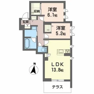 ブランノワール開成【1階】の間取り