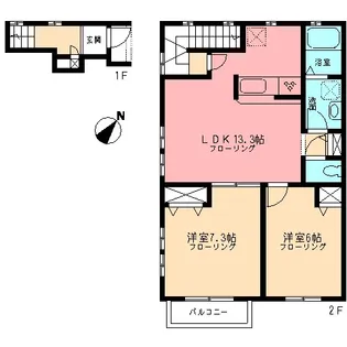 ファインヴィレッジはるひ野H【2階】の間取り