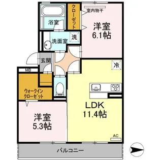 グランドール皆春【2階】の間取り