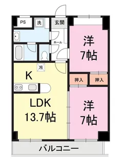 サニーフラット宮関【5階】の間取り