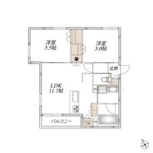 ネプトゥーヌス【2階】の間取り