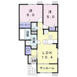 アジュール通古賀I【1階】の間取り