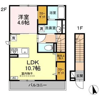 グランディールT E棟【2階】の間取り