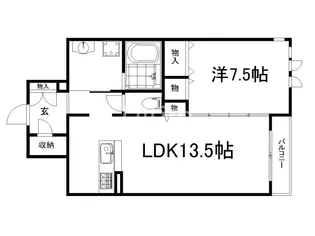 プランドール深草【1階】の間取り