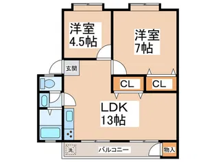 久米川駅東住宅24号棟【5階】の間取り