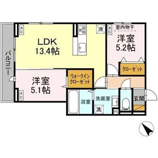 D-ROOM都賀2丁目II B棟【3階】の間取り