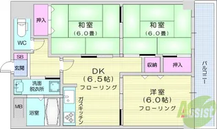 パークハイツ東口【8階】の間取り