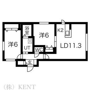 2LDKの間取り画像