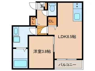 エクシア福大駅前A【1階】の間取り