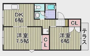 ロイヤルシャルム米田【2階】の間取り