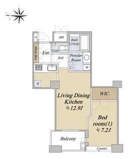 ディーグラフォート大阪N.Y.タワーHIGOBASHI【8階】の間取り