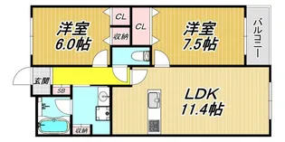 アジュール塚口【3階】の間取り
