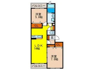 シャーメゾン桃竹【2階】の間取り