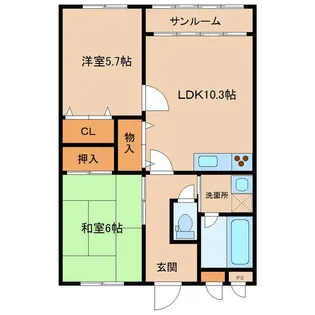 ラフォーレ鵜坂【2階】の間取り