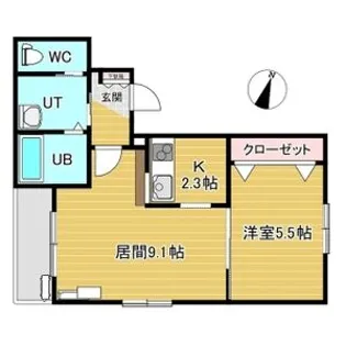 クロスコート麻生1【2階】の間取り