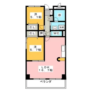 ヴィラージュII【5階】の間取り