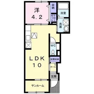コリーヌ東坂部B【1階】の間取り