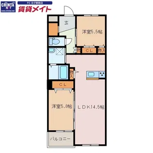 ウッドベルヒルズ【3階】の間取り