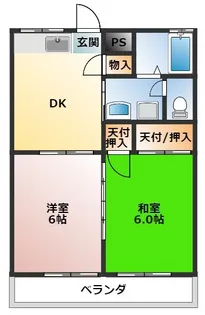 西ノ岡ハイツ【2階】の間取り
