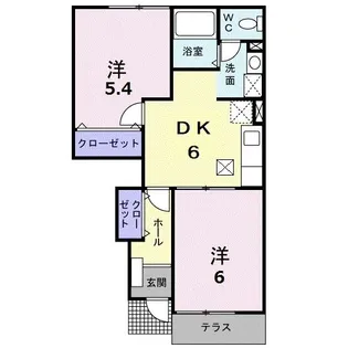 サンプラッツB【1階】の間取り