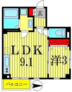 1LDKの間取り画像