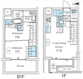 STANDZ柿の木坂【1階】の間取り