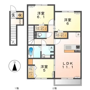 愛知県津島市西柳原町2【アパート】の間取り