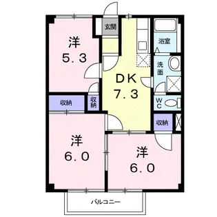 メゾンドファミーユB【1階】の間取り