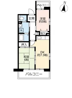 URサンヴァリエ藤井寺【5階】の間取り