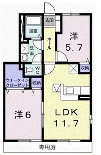 ガーデン ヴィラA【1階】の間取り