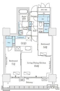 ロイヤルパークス品川【25階】の間取り