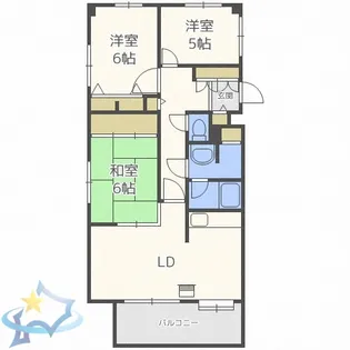 ライオンズマンション西線6条【6階】の間取り