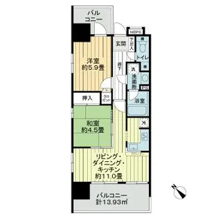 ライオンズステーションプラザ相模大野【7階】の間取り