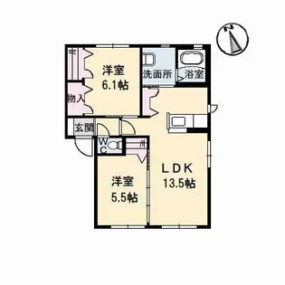 クラヴィエ南昭和 D棟【1階】の間取り