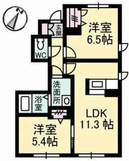 サンフラワー H棟【1階】の間取り