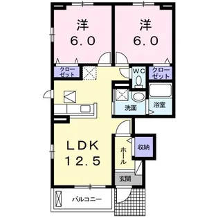 リュミエール・ソレールII【1階】の間取り
