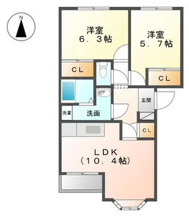 グランディール梶賀 A【1階】の間取り