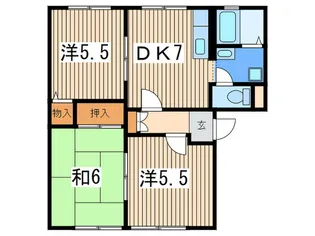 クレ-ル石名坂B【1階】の間取り