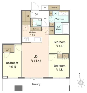 WORLD TOWER RESIDENCE【38階】の間取り