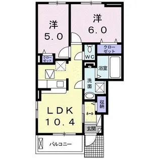 ル リアン D【1階】の間取り