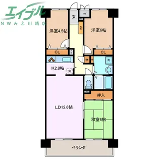 ガーデンプラザファミール富田 1203号室【12階】の間取り