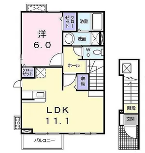 徳島県小松島市間新田町字ヤケ木【アパート】の間取り