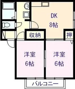 ヴィラ稲岡B棟【1階】の間取り