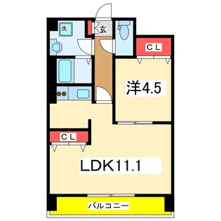 レジュイール東中通【8階】の間取り